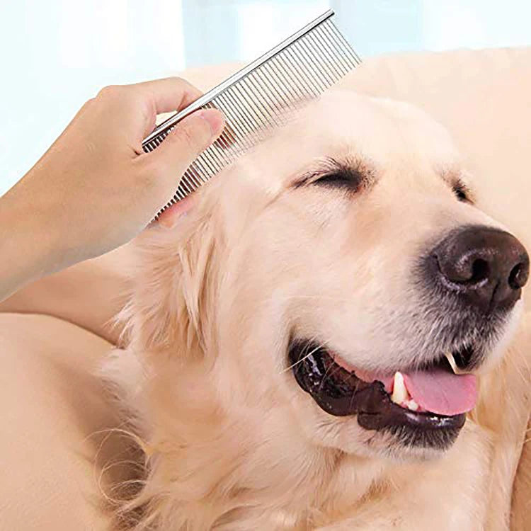 Dog Combs Pet Stainless Steel Teeth Cat Comb Remove Tangles Knots Professional Grooming Tool for Long and Short Haired Dog Brush