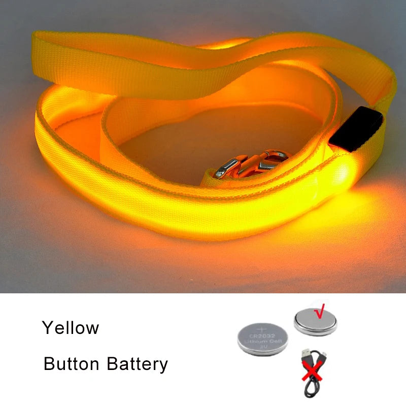 LED Light up Dog Leash Luminous Rope Lead Leash Dog Safety Flashing Glowing LED Dog Leash Collar Electronic Pet Accessories