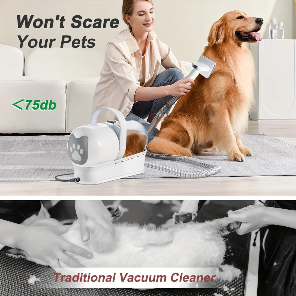 Dog Grooming Vacuum Kit 7-in-1 Pet Clipper With Nail Grinder Hair Trimming & Combing Low Noise Pet Grooming Products