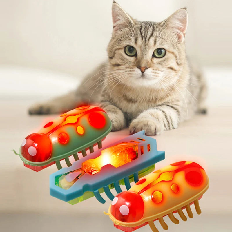 Funny Electric Bugs Cat Toy Automatic Escape Mini Robot Bug Vibration Insect Toys for Cats Battery Operated Cockroach Ladybug