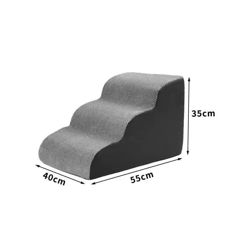 Custom Pet Stairs for Small Dogs and Cats Comfortable Curved Design with Waterproof Cover High-Density Foam Steps for Bed Sofa