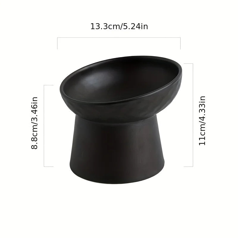 Ergonomic Ceramic Cat Bowl Angled Design for Neck Comfort Supportive Elevated Feeder Pet Dining Solution for Indoor Cats