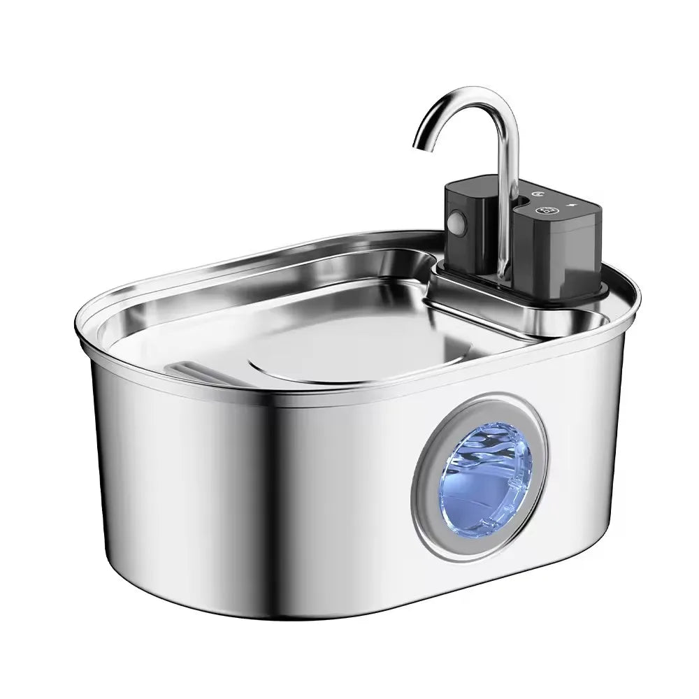OEM ODM 3.2L Stainless Steel Wireless Automatic Cat Water Fountain Cordless 4000mah Battery Power Portable Motion Sensor Indoor