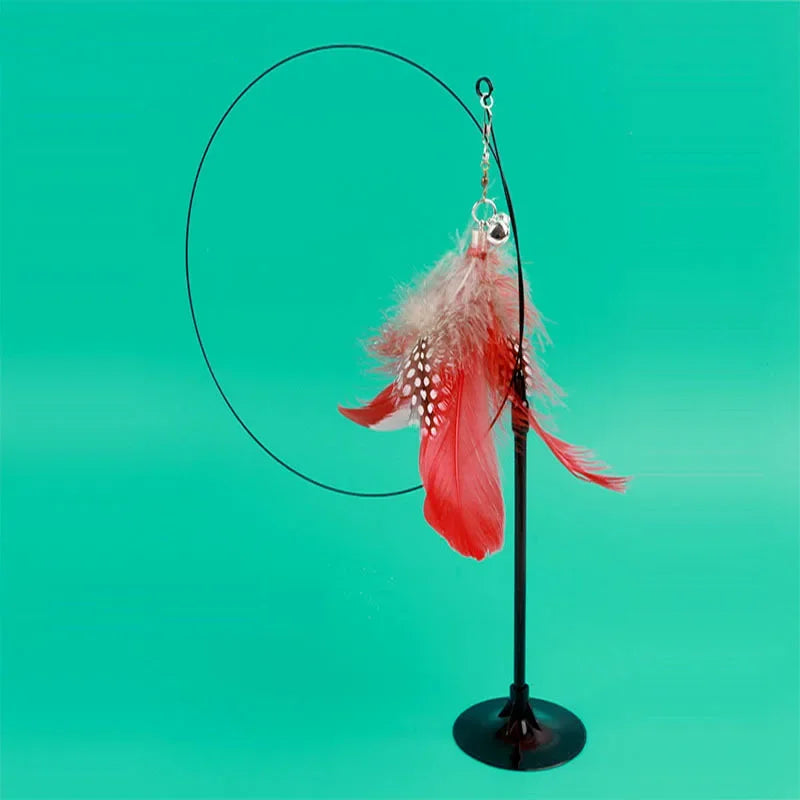 Funny Cat Toy Feather With Bell Sucker Cat Stick Toy Kitten Play Interactive Detachable Teaser Dog Training Toys Cat Supplies