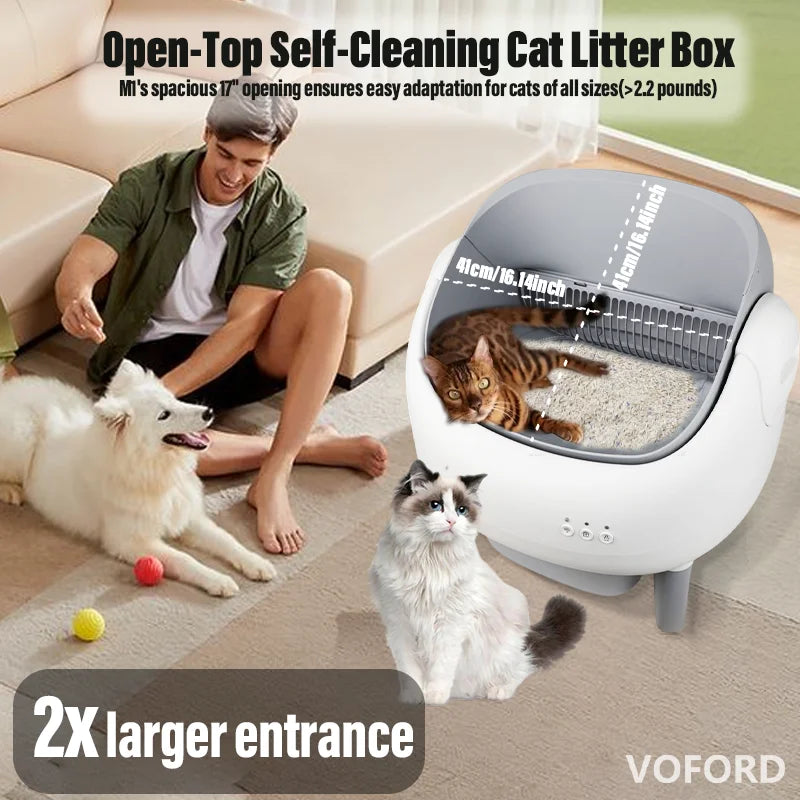 Open Design Automatic Cat Litter Box Cat Pan App Control Auto Clean Smart Litter Pan Pet Cat Supplies