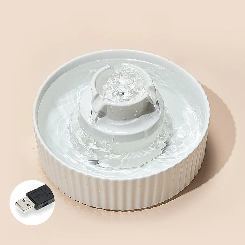 2..1L Ceramic Cat Bowl Cat Fountain with Activated Carbon Filter Custom LOGO Pet Water Dispenser Automatic for Cat Dog Drinking