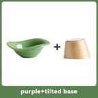 Raised Tilted Cat Food Water Bowl Pet Dog Elevated Drinking Eating Bowls with Wooden Stand Puppy Kitten Feeding Ceramic Cat Bowl