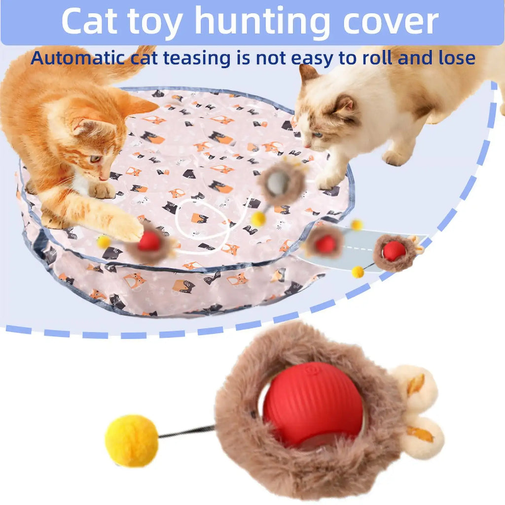 Rechargeable Electric Indoor Interactive Cat Toy Kitten Motion-Activated Hide Seek Toy with Plastic Hiding Cover Exercise Toy