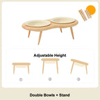 Ceramic Cat Bowl with Wood Stand High Shelf Tableware Set Puppy Double Food Bowls Small Dog Water Bowl Cat Feeder Pet Supplies