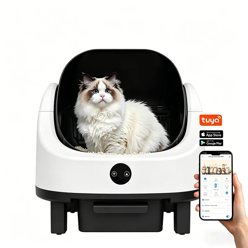 OEM 68L Open-design Automatic Cat Litter Box Self Cleaning Sensor Safety Protection Smart Pet Health Monitor System Cat Toilet