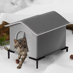 Winter Outdoor Cat House Waterproof and Cold-Resistant Spacious Enclosed Tent with Warm Mat and Foldable Oxford Fabric