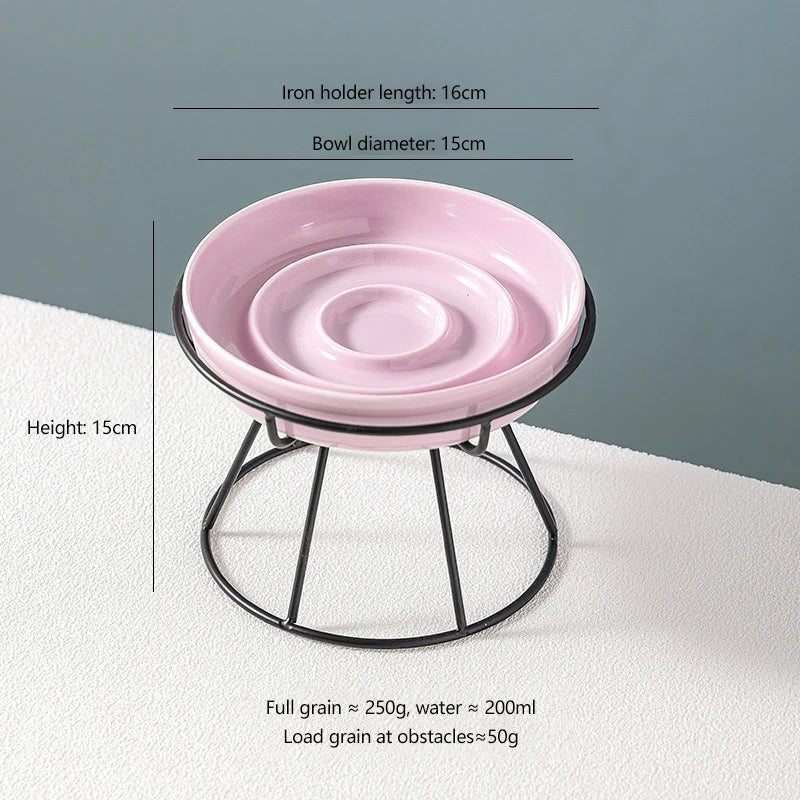 Ceramic Slow Feeder Bowl Basic Bowls for Healthy Eating Protects Cervical Spine Non-Tip Design for Kittens for Small Dog Breeds