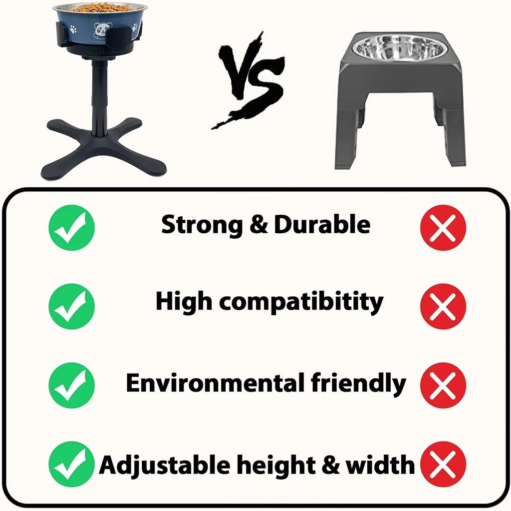 Adjustable Non-Slip Raised Dog Bowl Portable Collapsible Tilted Feeding Stand for Medium and Large Breeds 3 Heights