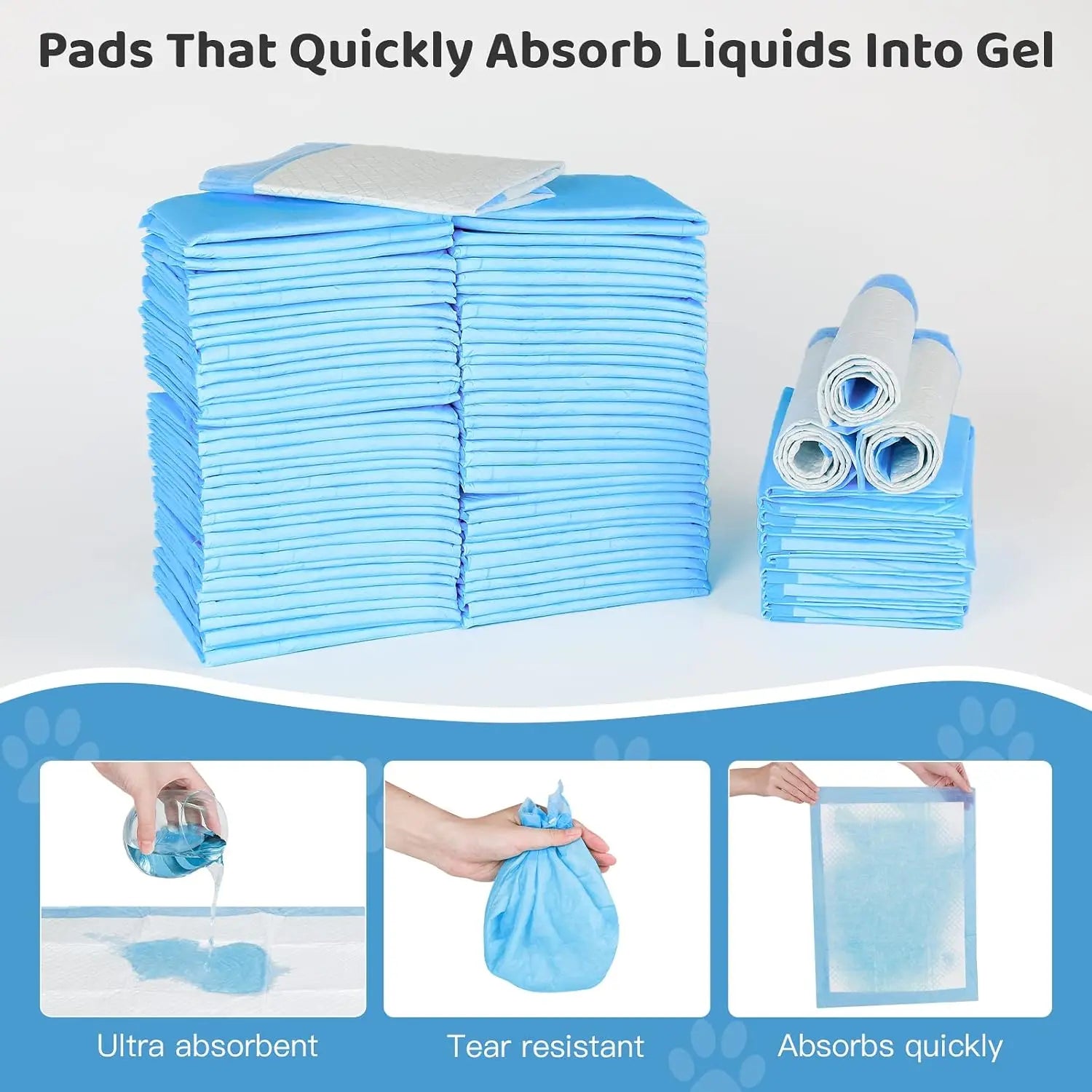 100pcs Disposable Puppy Training Pads Pee for Dogs Cats Rabbits Guinea Pigs Waterproof with Automatic Cat Litter Box Poop Bags