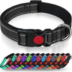 Reflective Personalized Dog Collar with Safety Locking Buckle Adjustable Nylon for Dogs-OEM Custom Logo