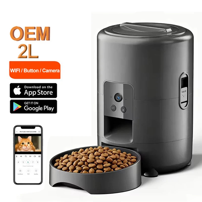 OEM 2L Automatic Cat Feeder with Camera Cat and Dog Food Dispenser Smart Timed Setting Smart Pet Feeder Dog Supplies