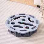 Interactive Construction Site Cat Fun Box Durable Felt Puzzle Game with Paw Prints Simple Style for Indoor Cats
