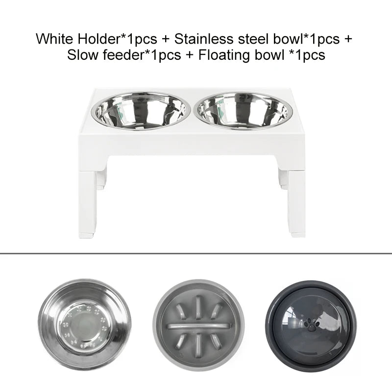 Elevated Dog Bowls with Slow Feeder Dog Bowl Stainless Steel Bowls Adjustable Pet Feeder Stand for Large Medium Dog Products