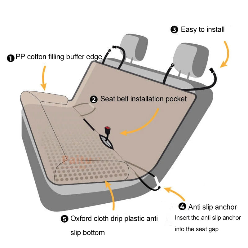 Waterproof Dog Car Seat Cover Pet Travel Pet Carrier Car Dog Seat Mat Protector With Middle Seat Outdoor Pet Products