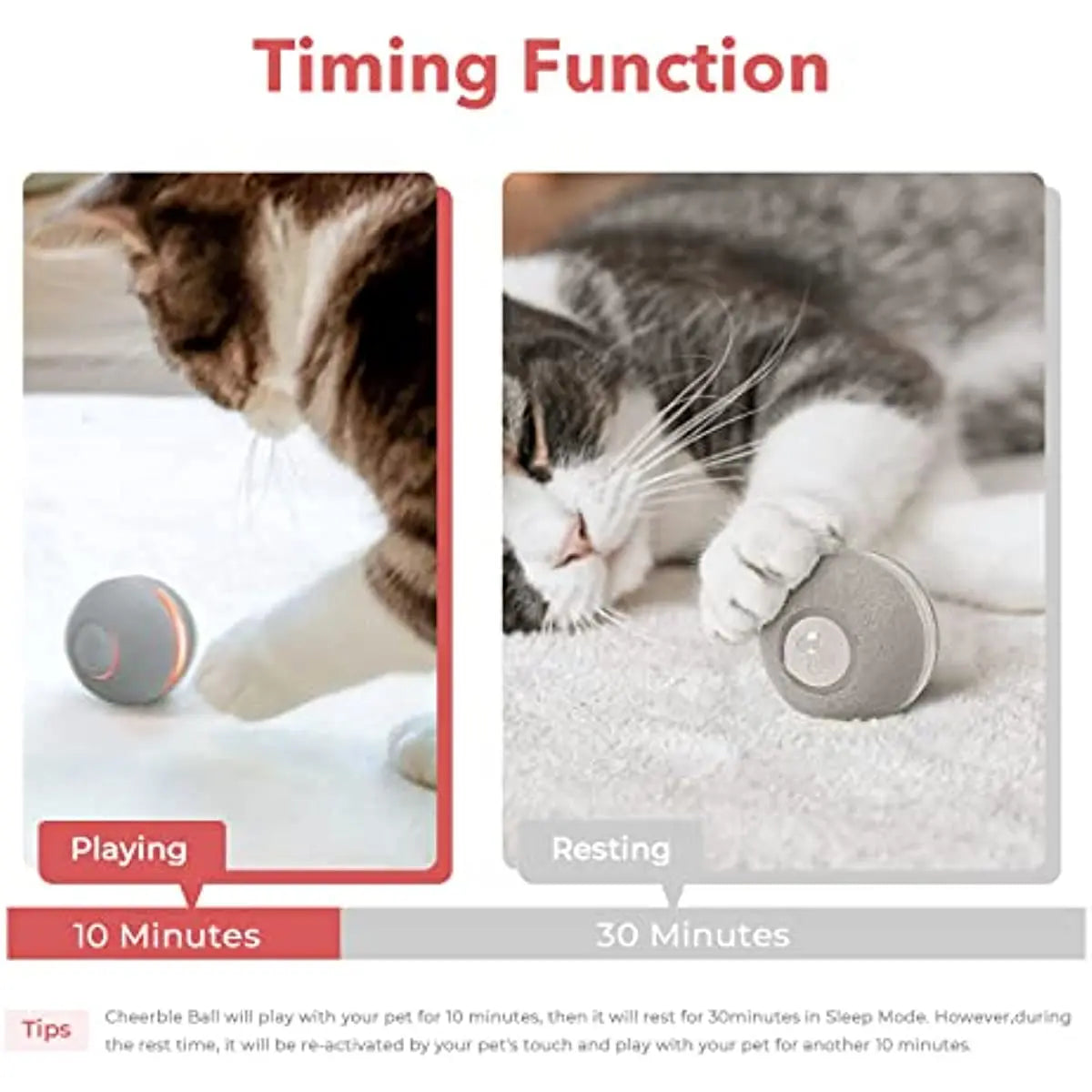 Smart Interactive Cat Toys Automatic Moving Bouncing Rolling Ball for Indoor Kitten Cat Pet Ball with Lights and Bell Pet Toys