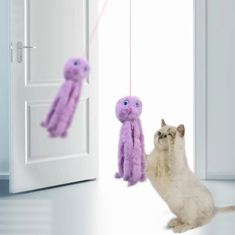 Interactive Cat Toys Hanging Simulation Cat Plush Toy Retractable Plush Octopus Shape Hanging Door Type Pet Toy Cat Supplies
