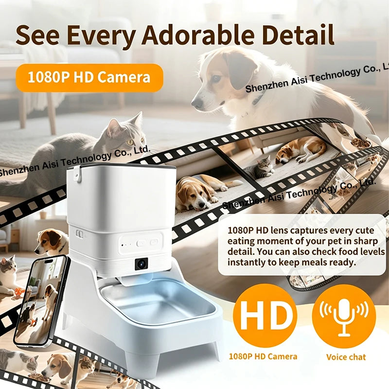 Custom 4L Smart Dog Feeder with Camera Night Vision WiFi Automatic Cat Feeder Remote Control Add Food Dog Food Dispenser OEM ODM