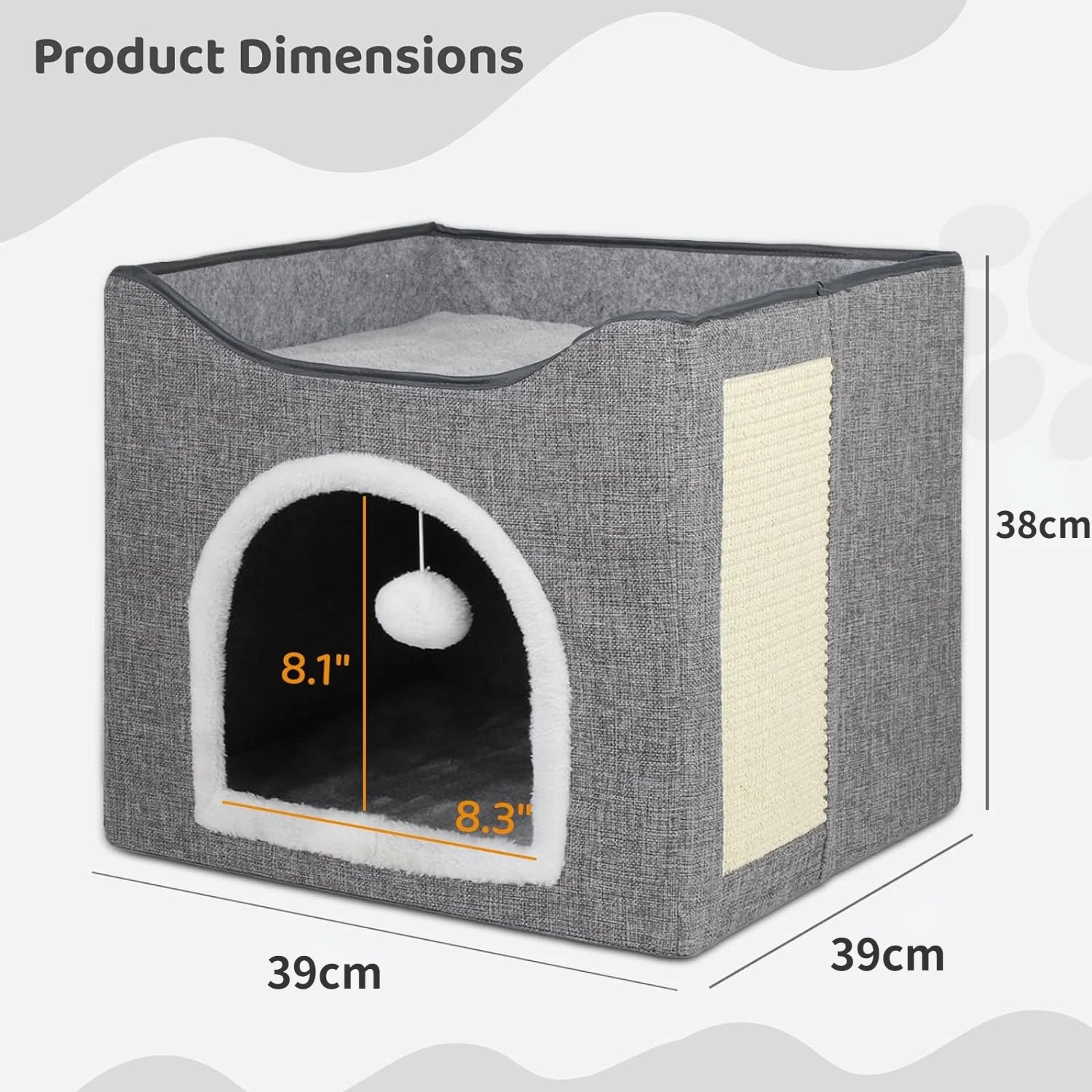 Foldable Cat House Indoor Large Cat Cave with Scratching Board & Fluffy Ball Pet Houses & Furniture Pet Bed Cat Products