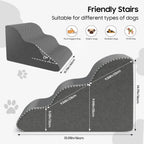 Custom Pet Stairs for Small Dogs and Cats Comfortable Curved Design with Waterproof Cover High-Density Foam Steps for Bed Sofa