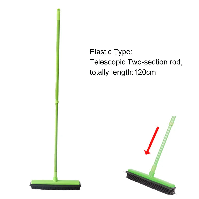 Telescopic Rubber Eco-Friendly Water Resistant Pet Hair Removal Broom Dog Hair Brush Dust Scraper Carpet Sweeper Wash Mop Window