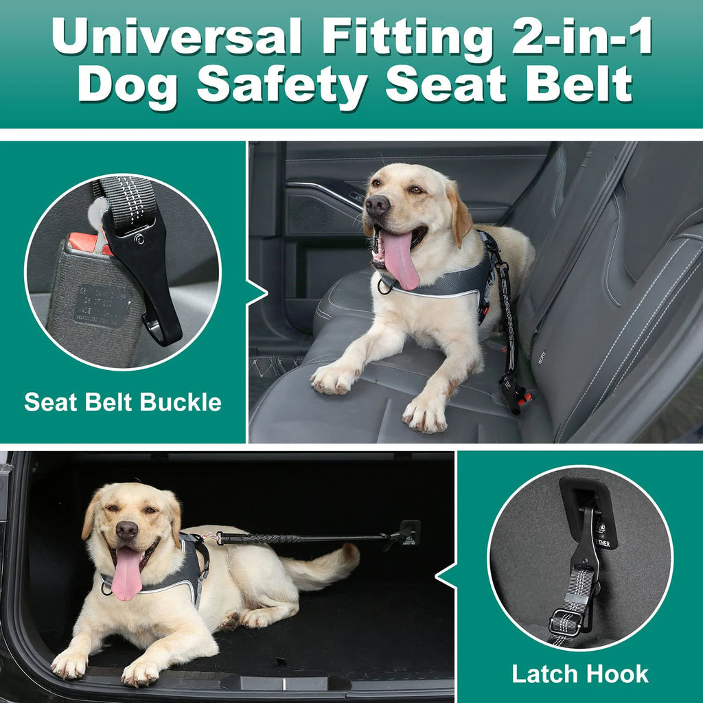 Dog Car Seat Belt Seatbelt Harness Adjustable Metal Buckle Elastic Reflective Vehicle Car Tether for Small Medium Large Dogs