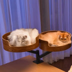 Elegant 360 Degree Rotating Adjustable Cat Desk Bed Aluminum Alloy Arm Curved Wood Basin Summer Soft Cushion for 35LBS Cats
