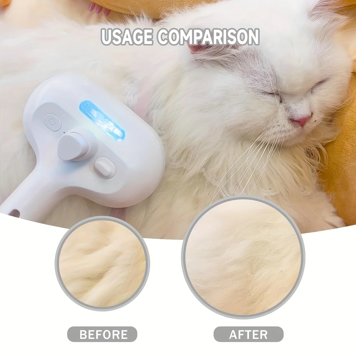 2-in-1 Misting Pet Hair Comb Gentle Water Spray Brush with Release Button for Easy Shedding and Grooming Brush