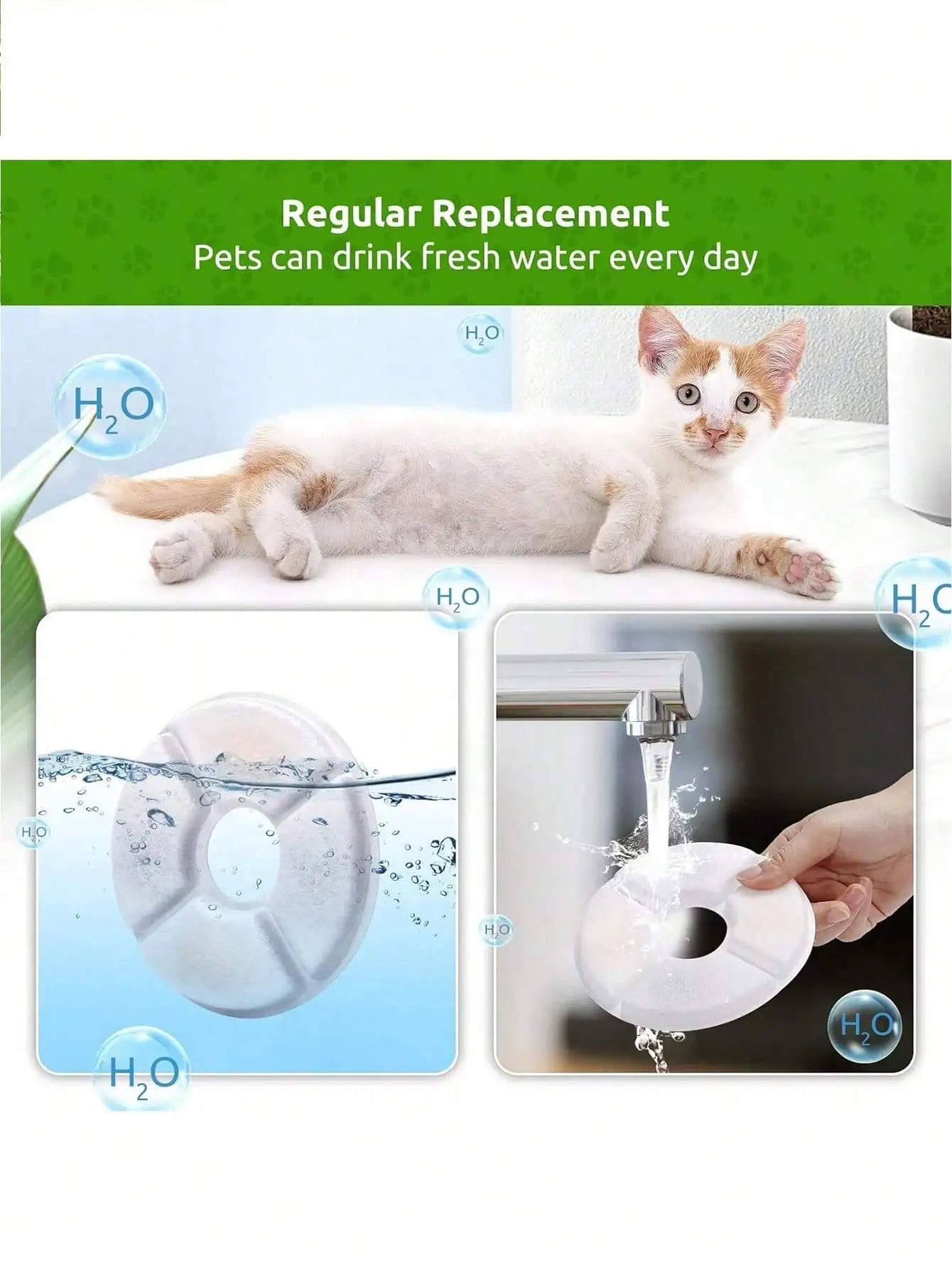 8PCS Automatic Cat Fountain Filter Replacement Compatible with 80oz/2.4L Cat Fountain Activated Carbon Filter