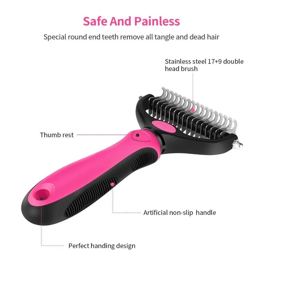 Pet Hair Remover Comb for Cats 2-Sides Dematting Tool for Dogs Cat Pets Grooming Brush Cat Hair Remover Brush 17 Gears Dog Brush