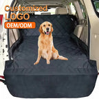 Custom Oxford Waterproof SUV Trunk Protection Mat & Rear Seat Cover with Plaid Pattern for Dogs
