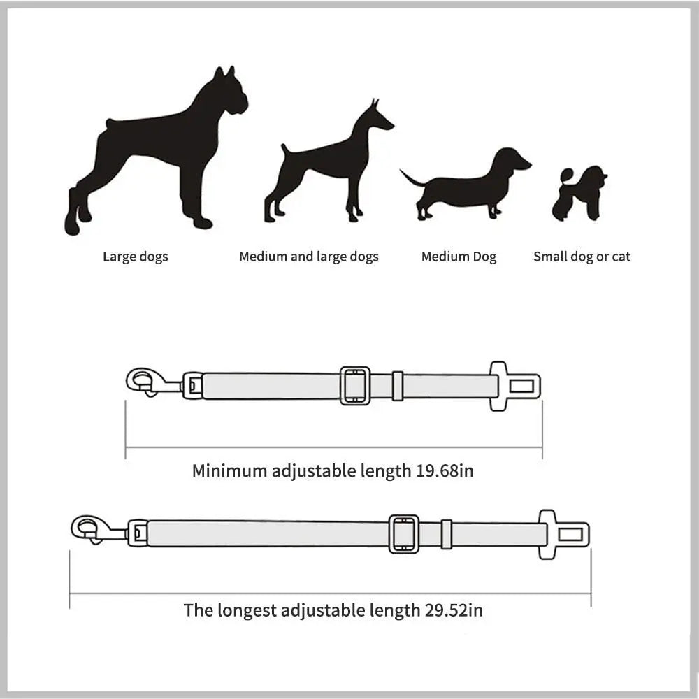 Adjustable Pet Car Seat Belt Nylon Lead Dog Leash Backseat Safety Belt OEM Custom Designer Dog Harness Collar Pet Accessories