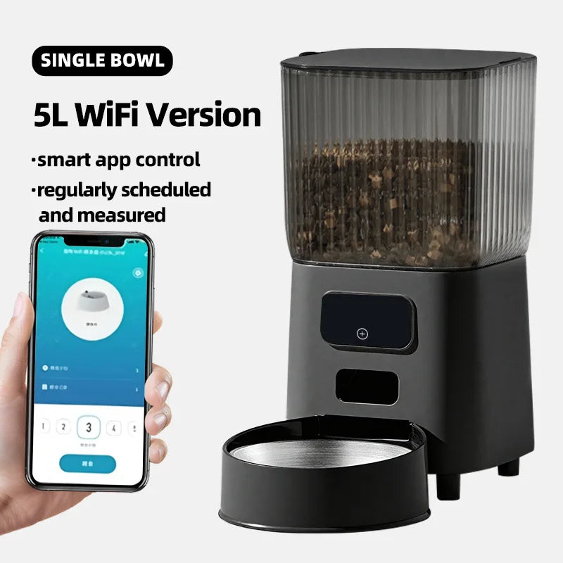 OEM 5L Smart Cat Feeder With Camera 5G Tuya APP Control Automatic Dog Feeding Machine Automatic Pet Feeder