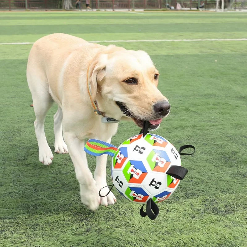 Interactive Dog Toys Dog Soccer Ball to Keep Them Busy Durable Dog Balls with Straps for Small/Medium/Large Dogs Ball