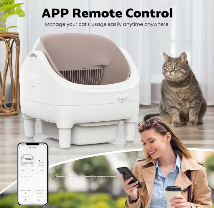 Custom Open-Top Automatic Cat Litter Box Self-cleaning Litter Box for Cats APP Control Odor-Free Waste Disposal with Trash Bags