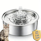 304 Stainless Steel Stylish Luxurious Ultra-Quiet 2.0L Automatic Cat Water Fountain Auto Pet Water Dispenser for Dogs & Cats