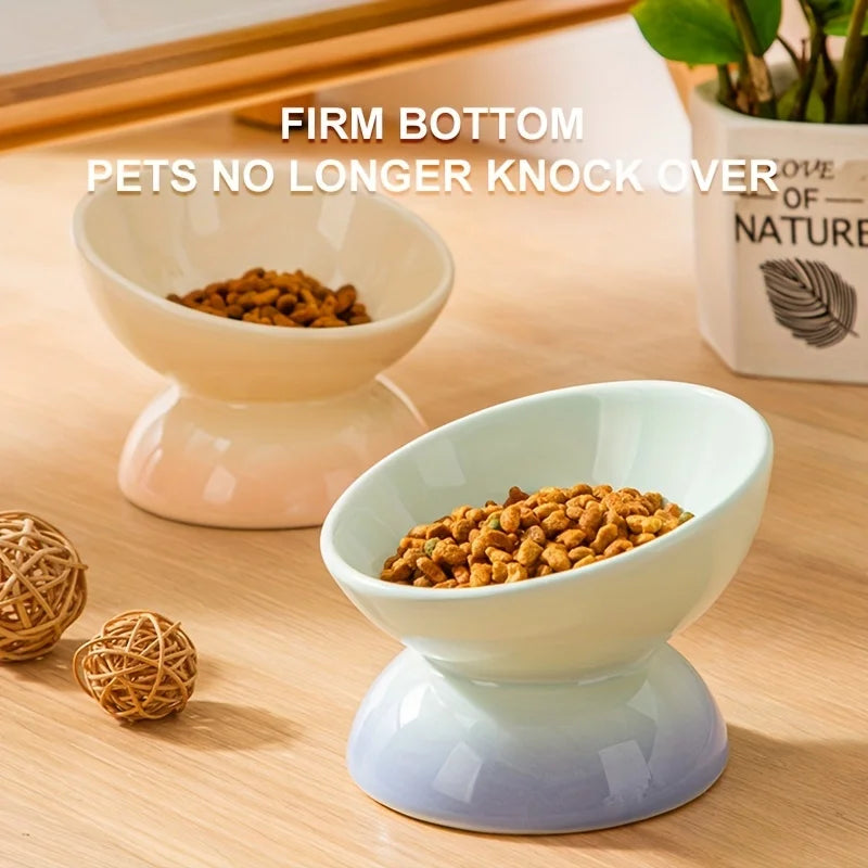Stylish Red Ceramic Cat Bowl Pet Feeding Bowls Elevate Dining for Dogs & Cats Reduces Neck Strain & Enhances Digestion