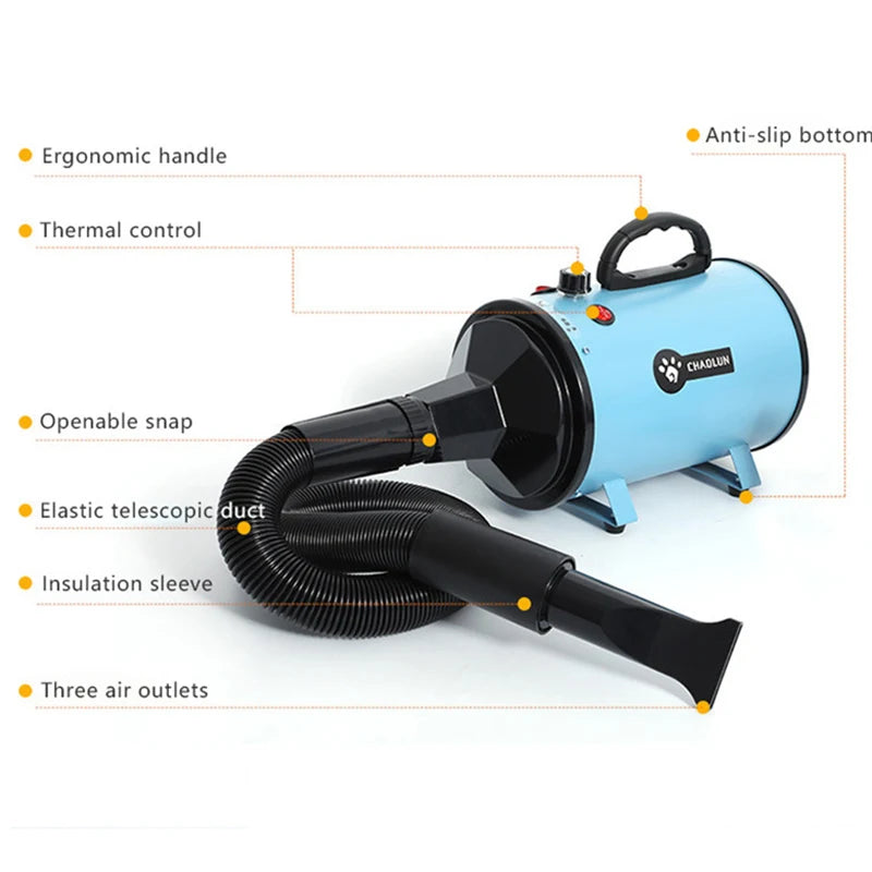 High-Speed Pet Hair Dryer With Heater for Dogs and Cats Powerful Blowing Grooming Tool Adjustable Speed Electronic Pet Products