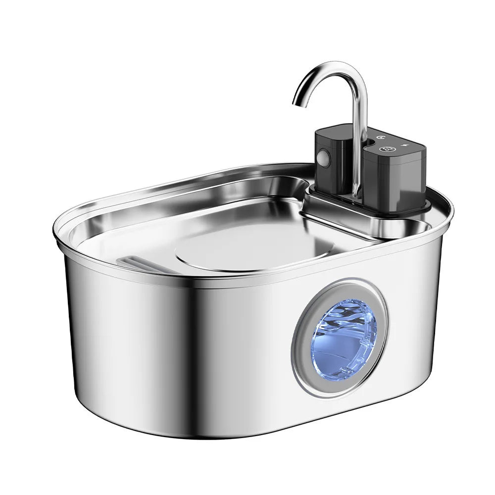 OEM 108oz/3.2L Stainless Steel Wireless Cat Water Fountain 4000mah Battery Operated Automatic Cat Water Dispenser Cat Fountain