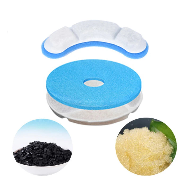 Automatic Cat & Dog Water Dispenser Filters Replacement Pet Fountain Filters with Rounded Bowls Charge Power Source