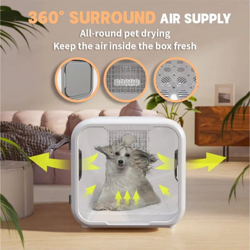71L Smart Dog Hair Dryer for Cat Quiet Automatic Pet Dryer Box Smart Temperature Control 360 Degree Cat Drying Box for Cat Puppy