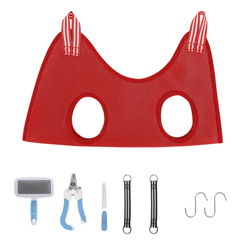 Pet Hammock Grooming Tools Cutting Nails Drying Hair 3D Air Mesh Cat Dog Pet Shop Accessories Pruning Set Comb Pet Nail Scissors