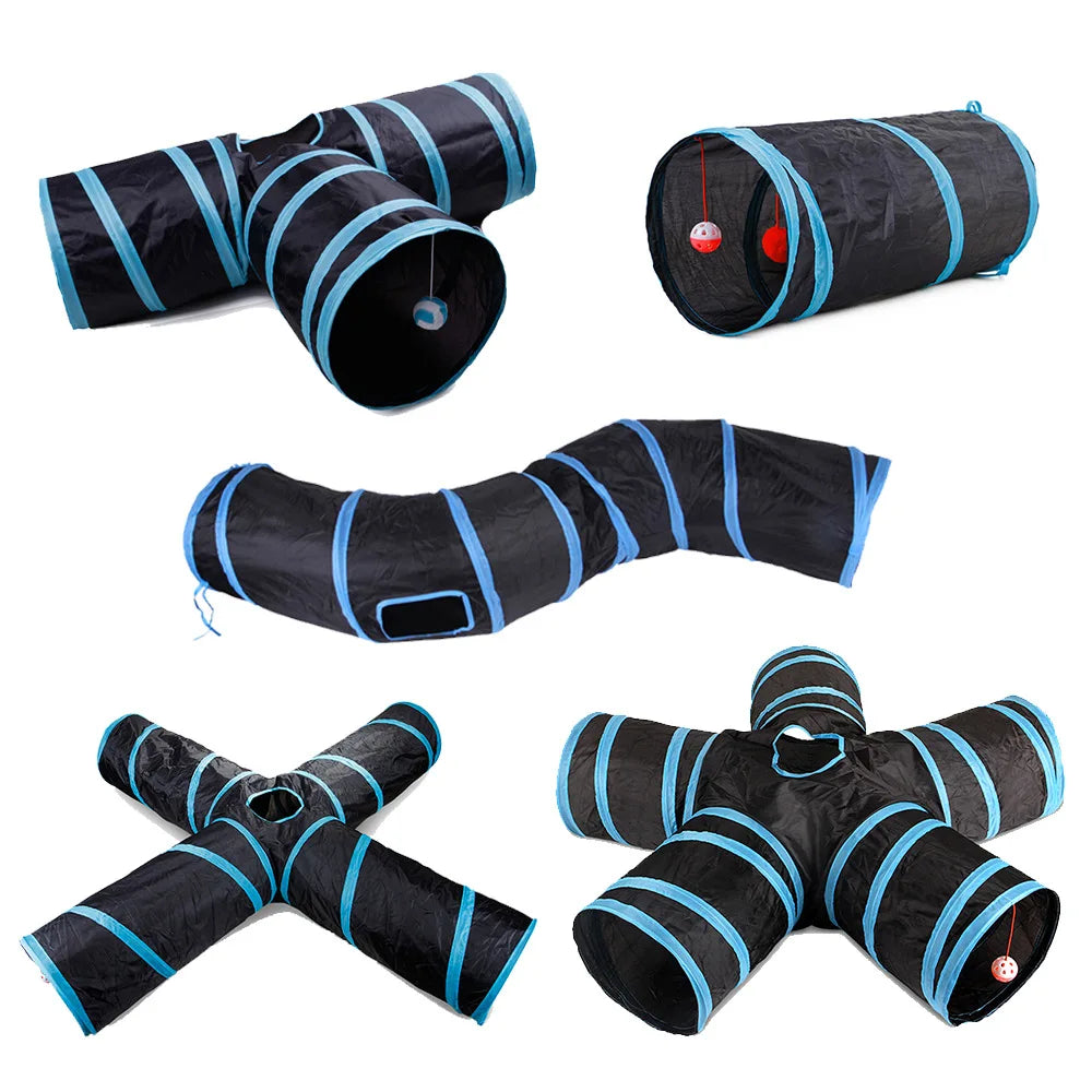Interactive Eco-Friendly Cloth Cat Tunnel Toy 2/3/4/5 Tube Tunnels Extensible Collapsible Cat Play Tent Kitty Rabbit Small