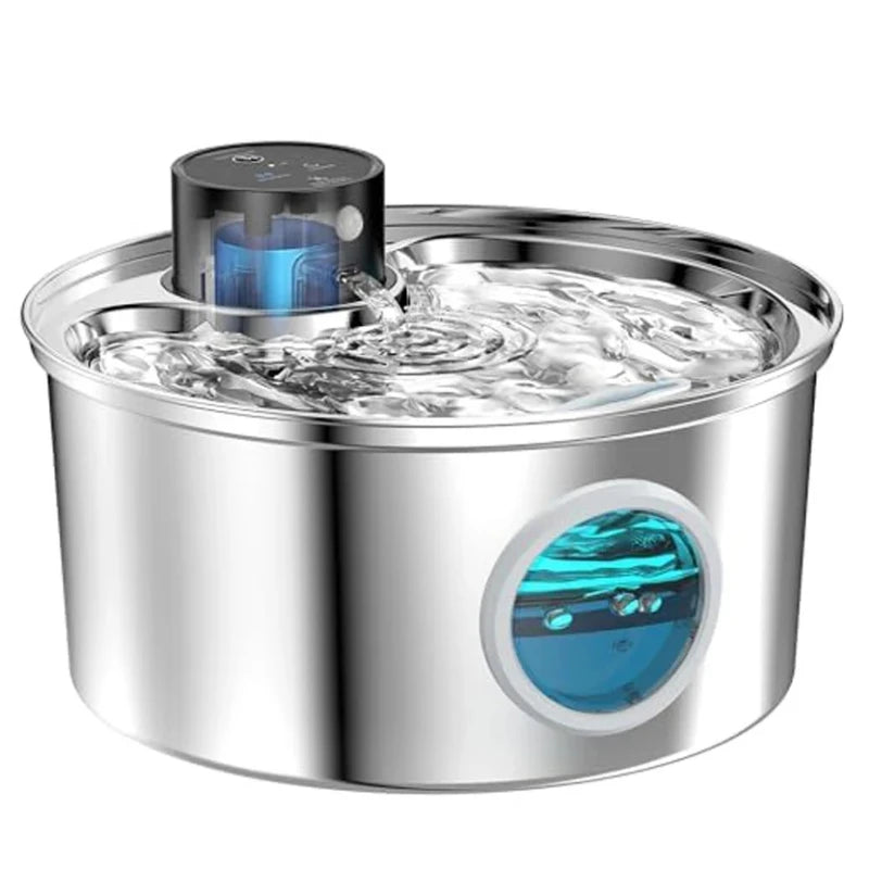3.2L Stainless Steel Durable Automatic Sensor Cat Water Fountain Filtration System 5V USB Charging Solid Pattern for Multi Cats