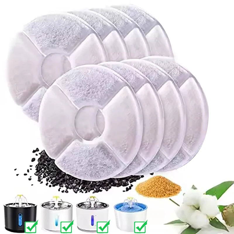 8pcs Eco-Friendly Replaced Activated Carbon Filter Box Package for Cat Water Fountain Replacement Filters for Water Dispenser