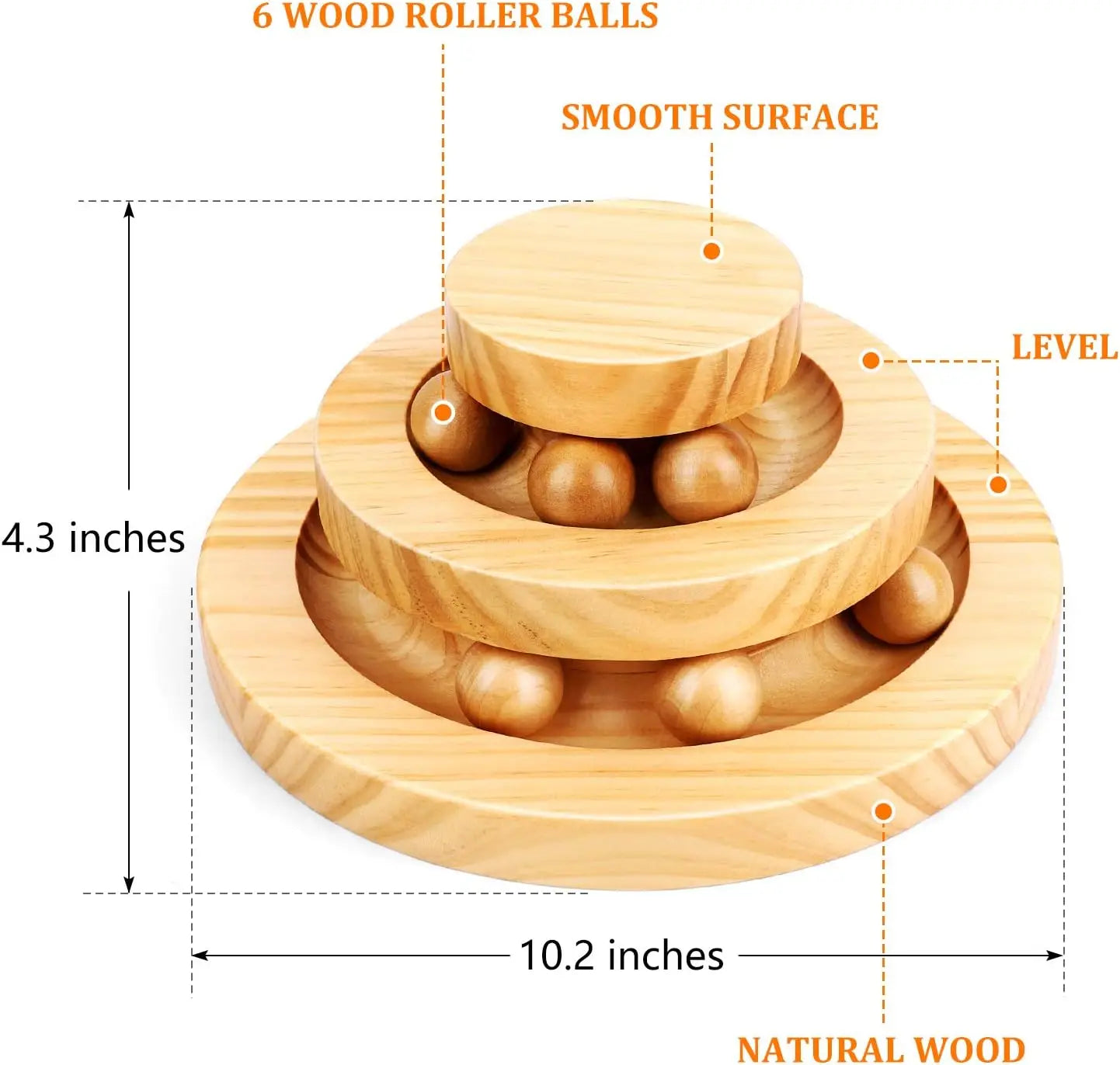 Modern Fashion Interactive Cat Toy Double Layer Wooden Track Balls Turntable Funny Roller for Kitty Cat Supplies